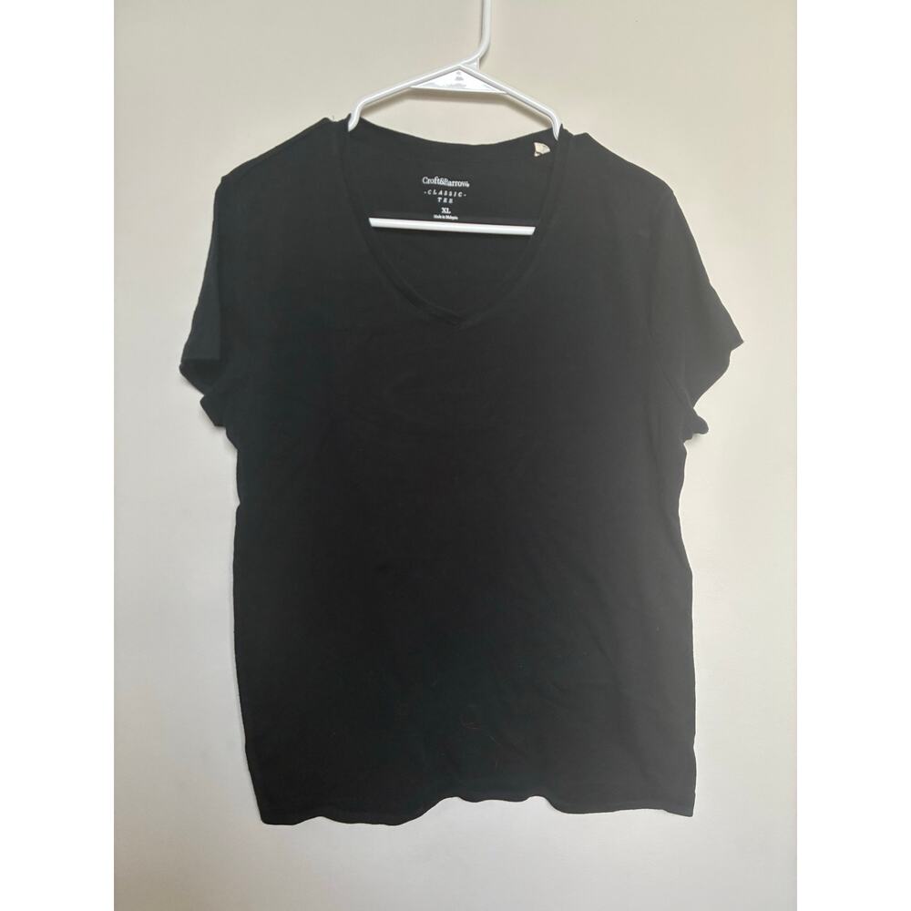 Croft & Barrow Black Classic Tee XL Women’s Short Sleeve Basic Top